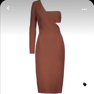 Sold out NWT Cushnie et ochs asymmetrical espresso brown cocktail dress